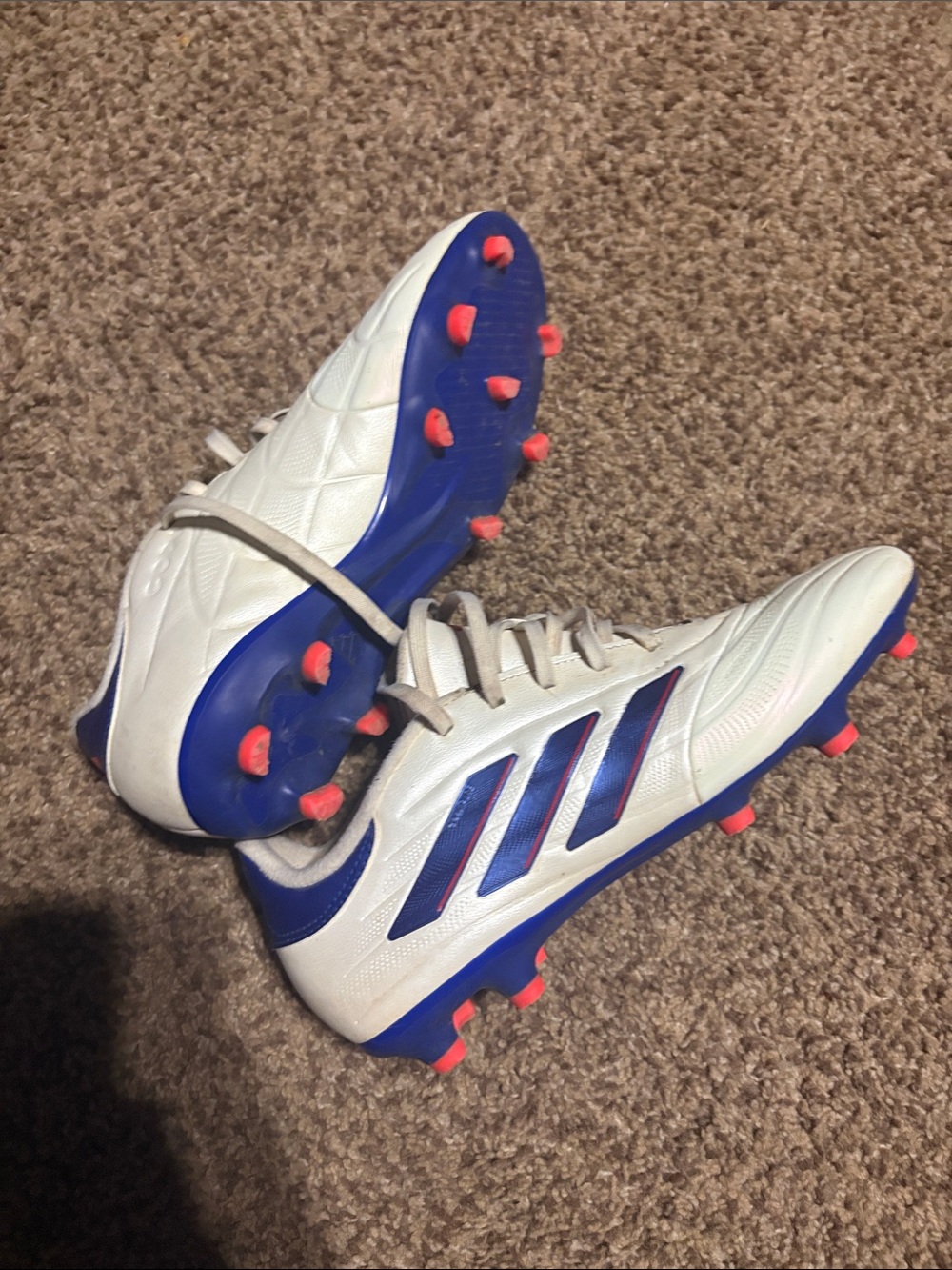 adidas Kids White, Blue & Pink Soccer Cleats